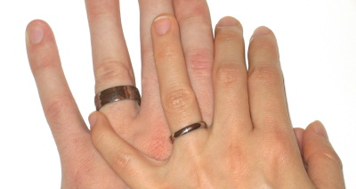 3mm ring and 7mm ring compared to finger and hand size