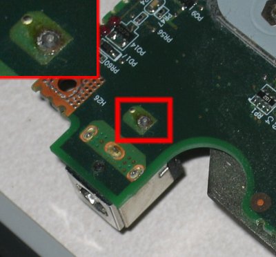 A faulty Toshiba Satellite A70 power jack