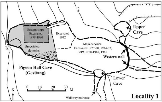 Map of Peking Man site mark from Boaz et al.