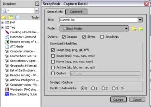 A screenshot of the ScrapBook firefox plugin